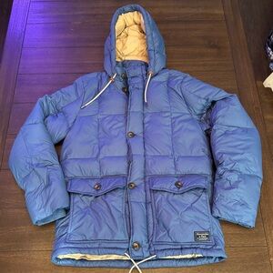 EUC Abercrombie & Fitch Blue Hooded Down Filled Puffer Jacket